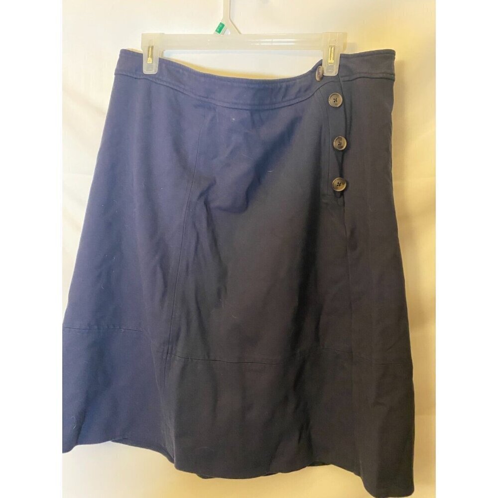 Liz Claiborne Navy Blue A-Line Skirt with Side Buttons